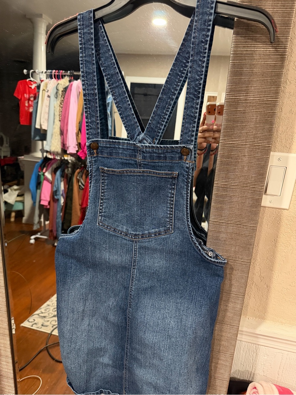 Denim Overall Dress Sz Large - Classic Blue